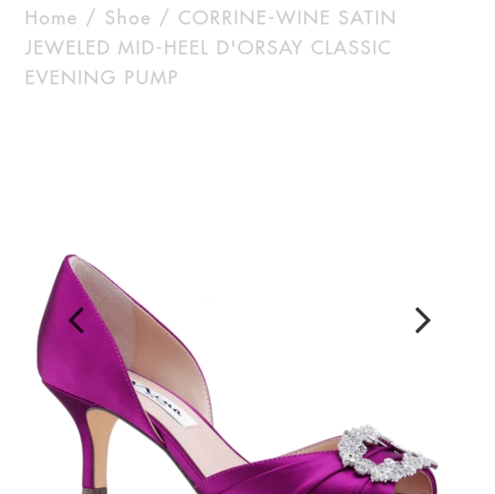 Nina Satin Mid D'orsay jeweled pumps. Eggplant purple.  8.5 Like new